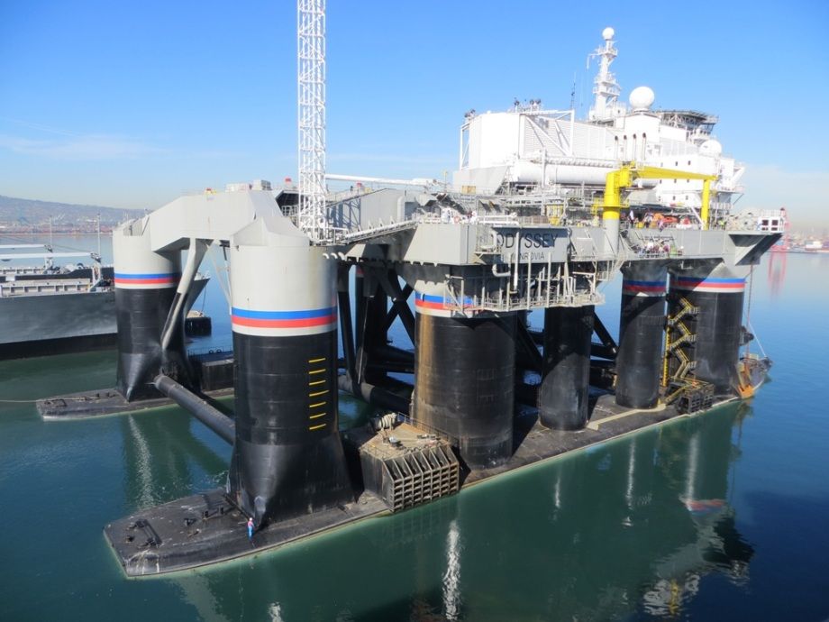 Die Odyssey Startplattform von Space Launch im Hafen von Long Beach Odyssey